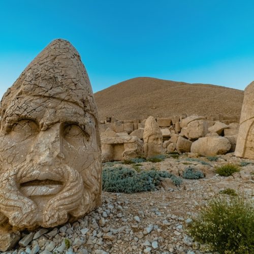 Nemrut,Mountain,In,Adiyaman.,Close-up,Of,The,Giant,Stone,Head