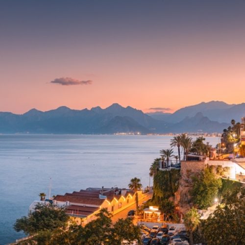 Aerial,Panoramic,Cityscape,View,Of,Antalya,Resort,Town,With,Hotels